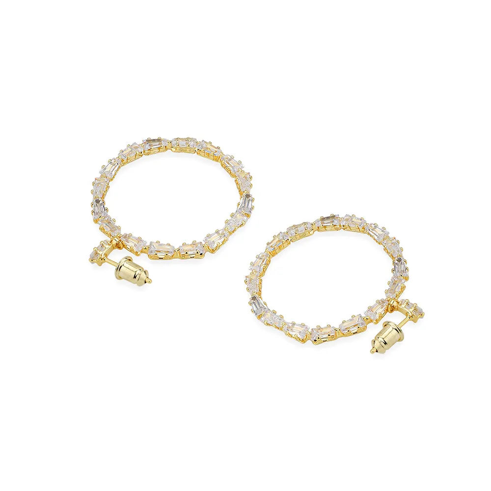 Carlton London Premium Jwlry-Gold Toned Cz Studded Gold-Plated Circular Handcrafted Drop Earrings Fje4138