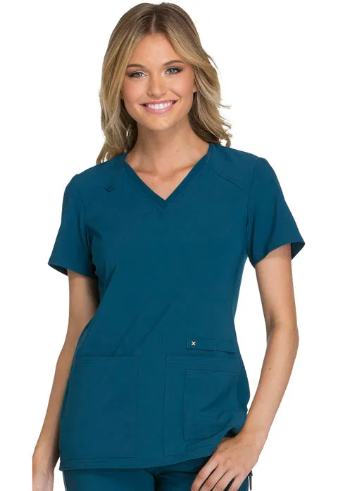 Cherokee iFLEX Women's V-Neck Knit Panel Scrub Top CK605