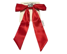 clip bow jewel satin - red-10