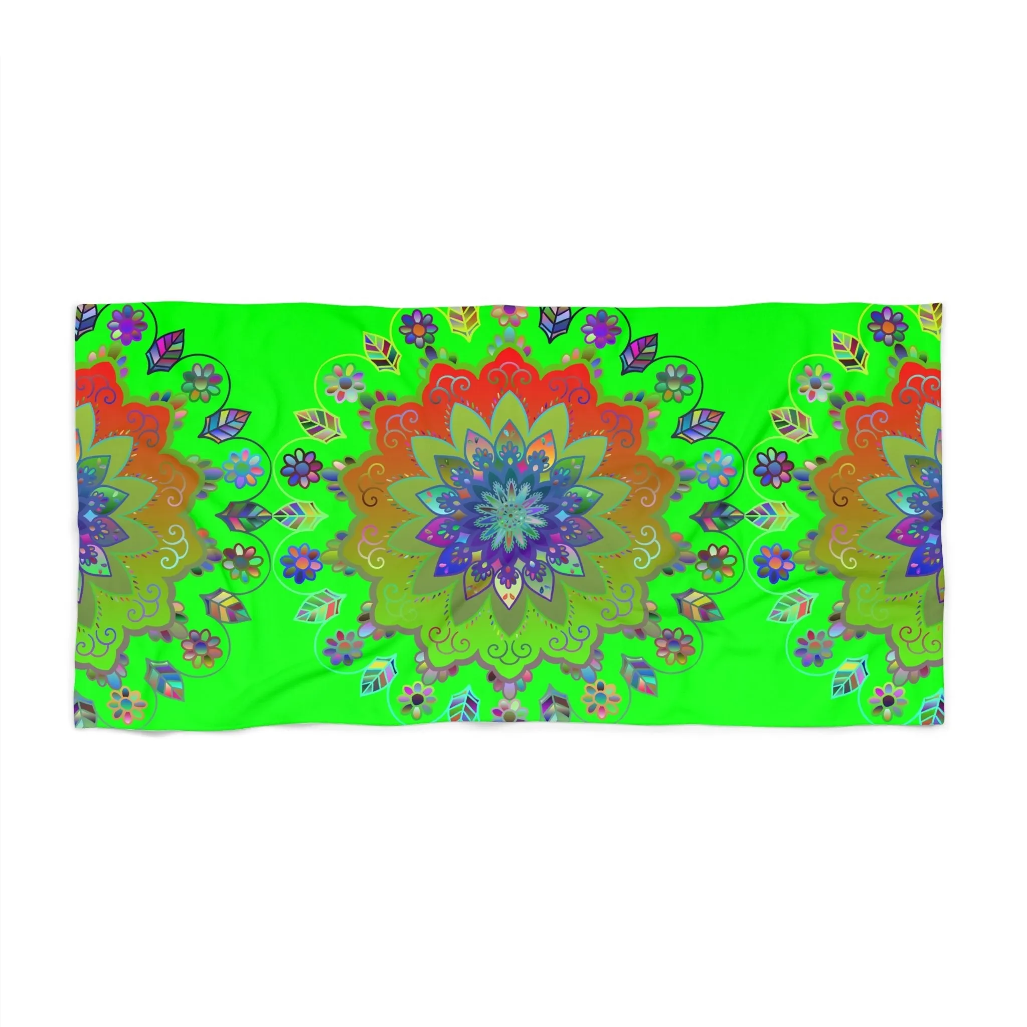 Colorful Mandala Design Beach Towel - Handmade Art