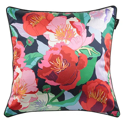 Colorful Oriental Peony Throw Cushion