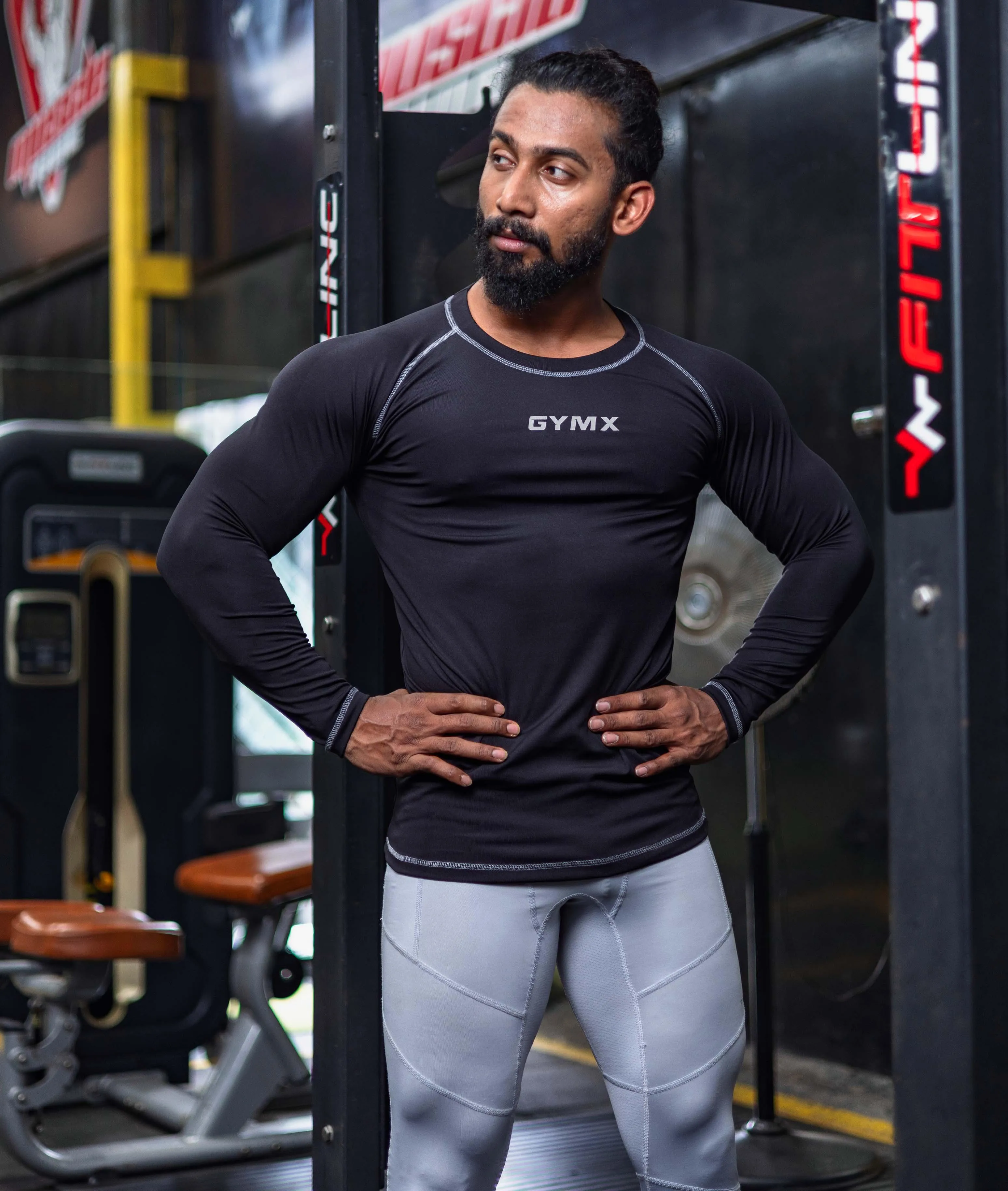 Compression GymX Full Sleeve Tee: Black - Sale