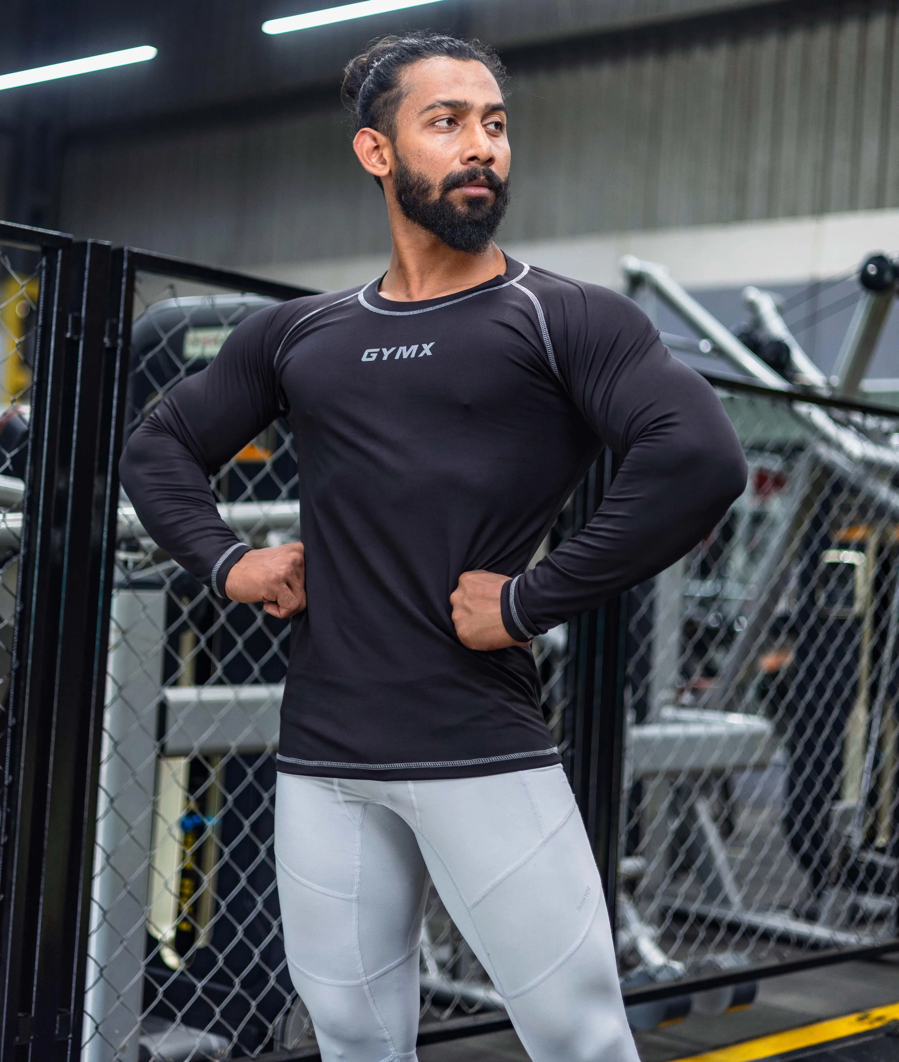 Compression GymX Full Sleeve Tee: Black - Sale