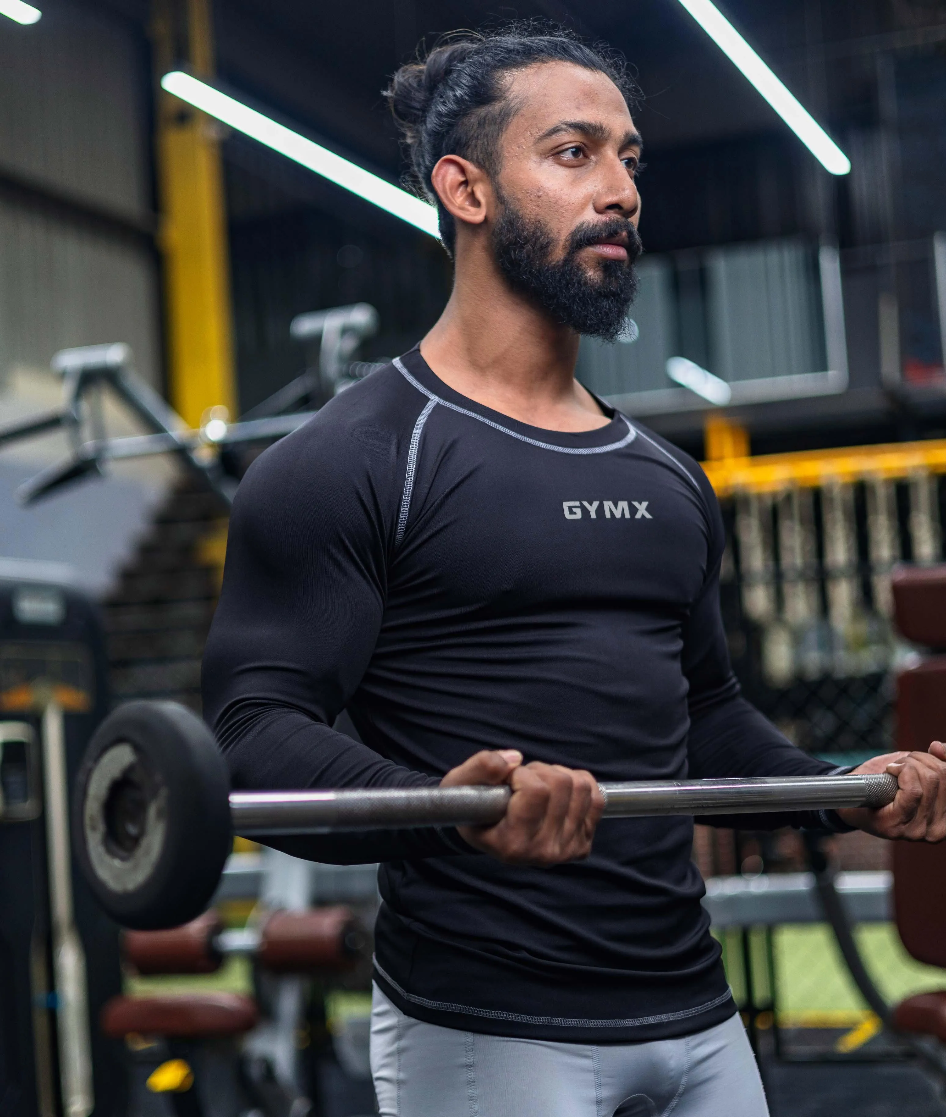 Compression GymX Full Sleeve Tee: Black - Sale