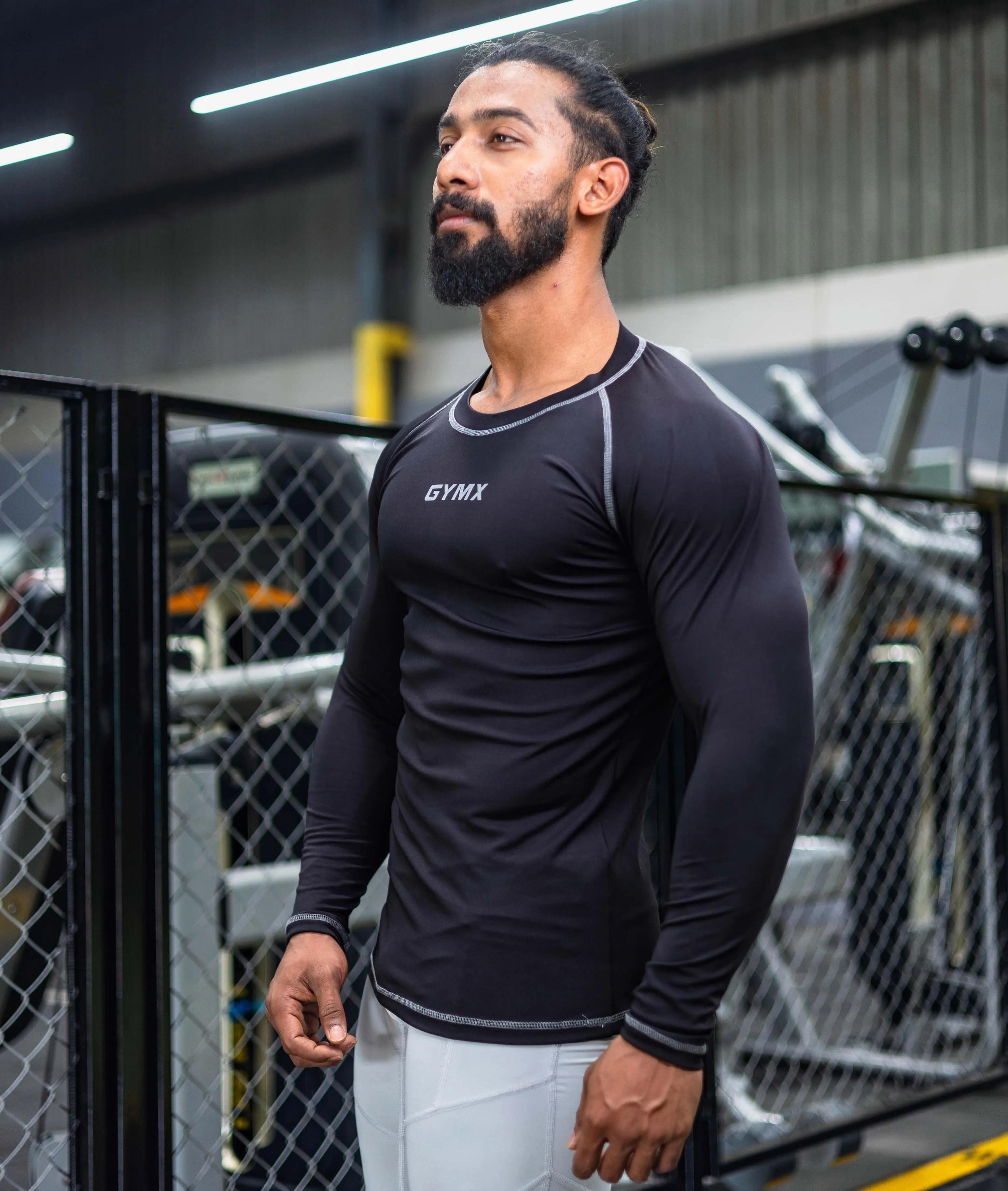 Compression GymX Full Sleeve Tee: Black - Sale