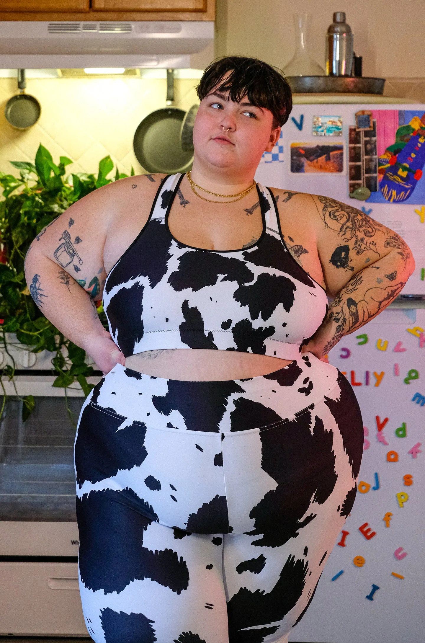 Cow Pose Print Leggings (2XL-6XL)