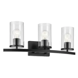 Crosby 23 In 3-Lights Bathroom Vanity Light, Black Finish