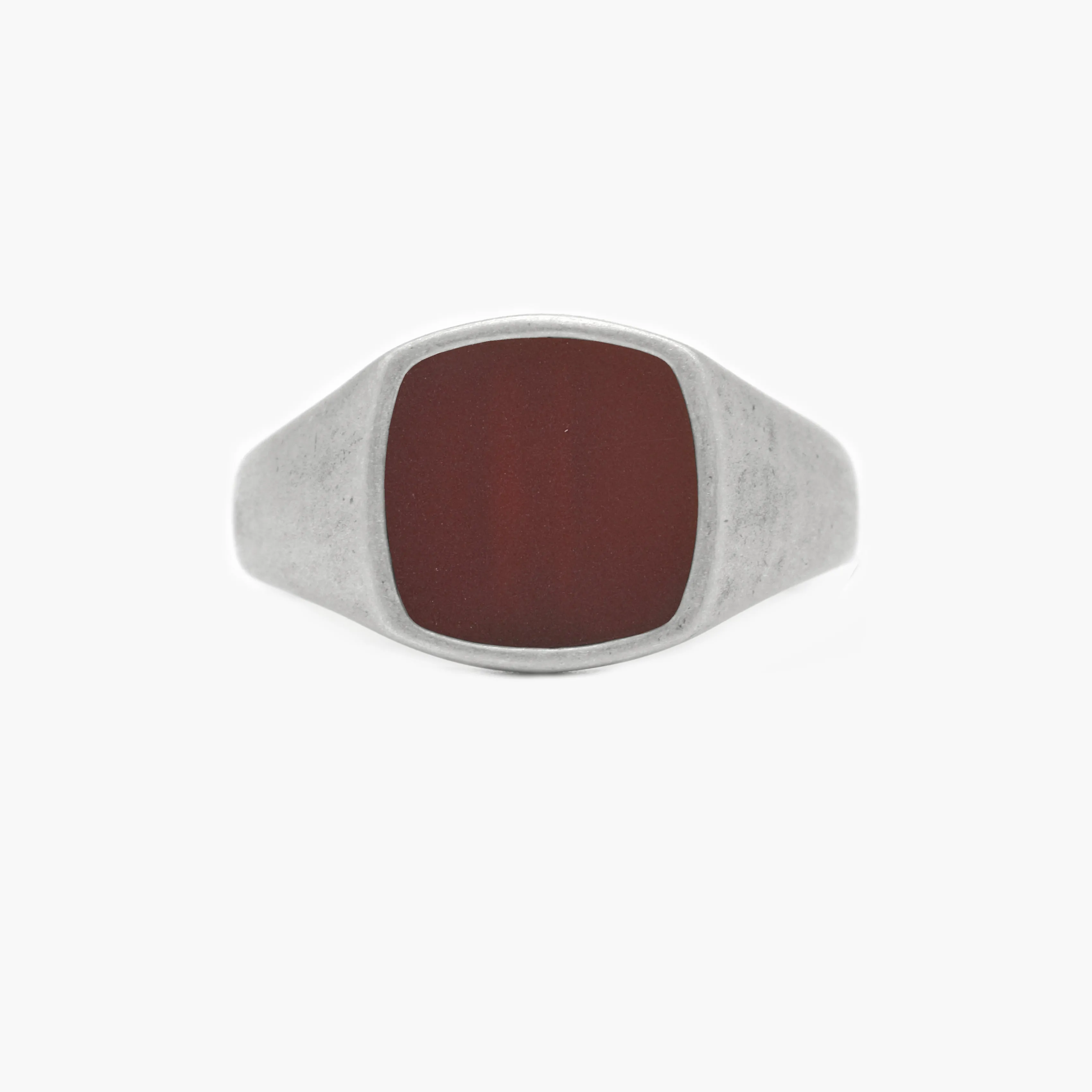 Cushion Signet Ring With Red Carnelian Stone