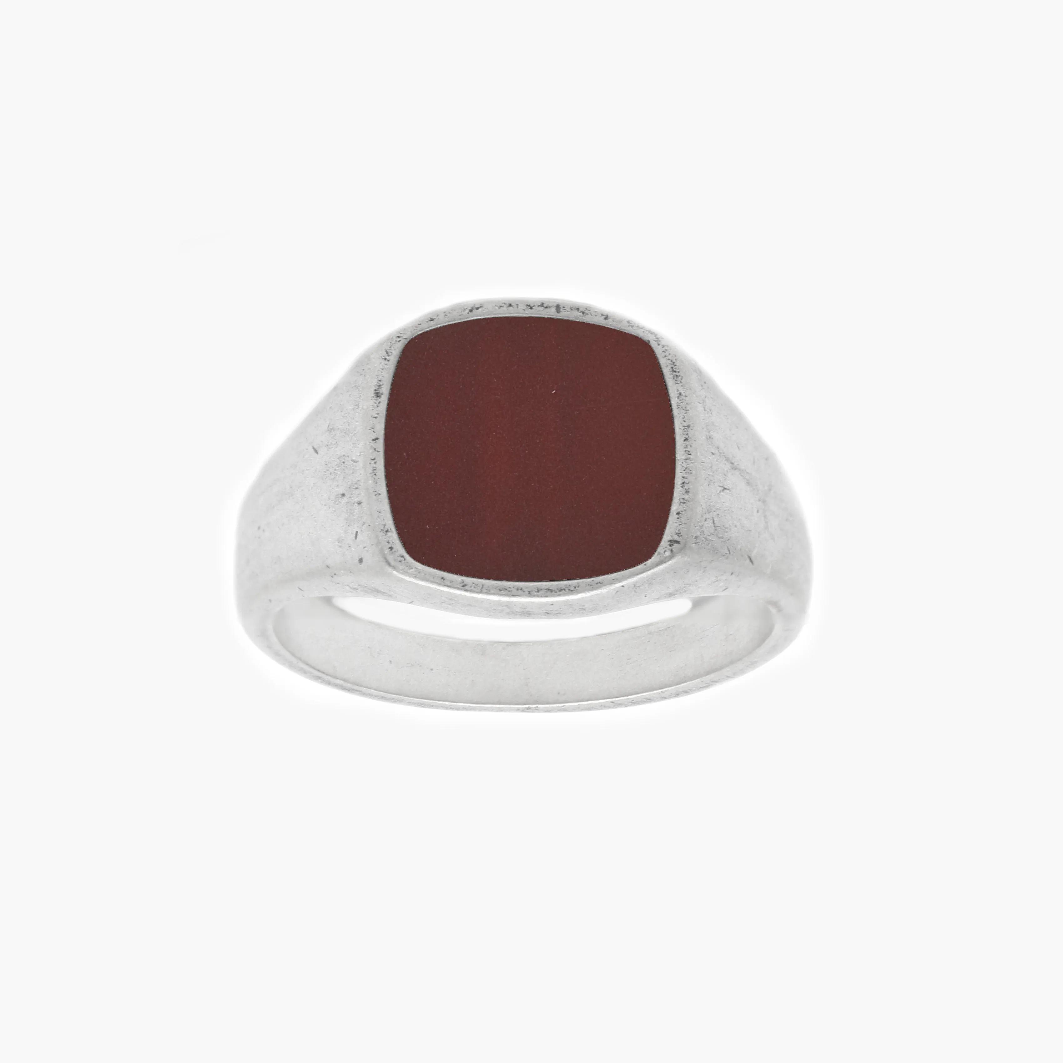 Cushion Signet Ring With Red Carnelian Stone