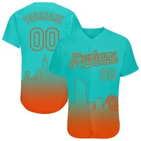 Custom Aqua Orange 3D Miami City Edition Fade Fashion Authentic Baseball Jersey