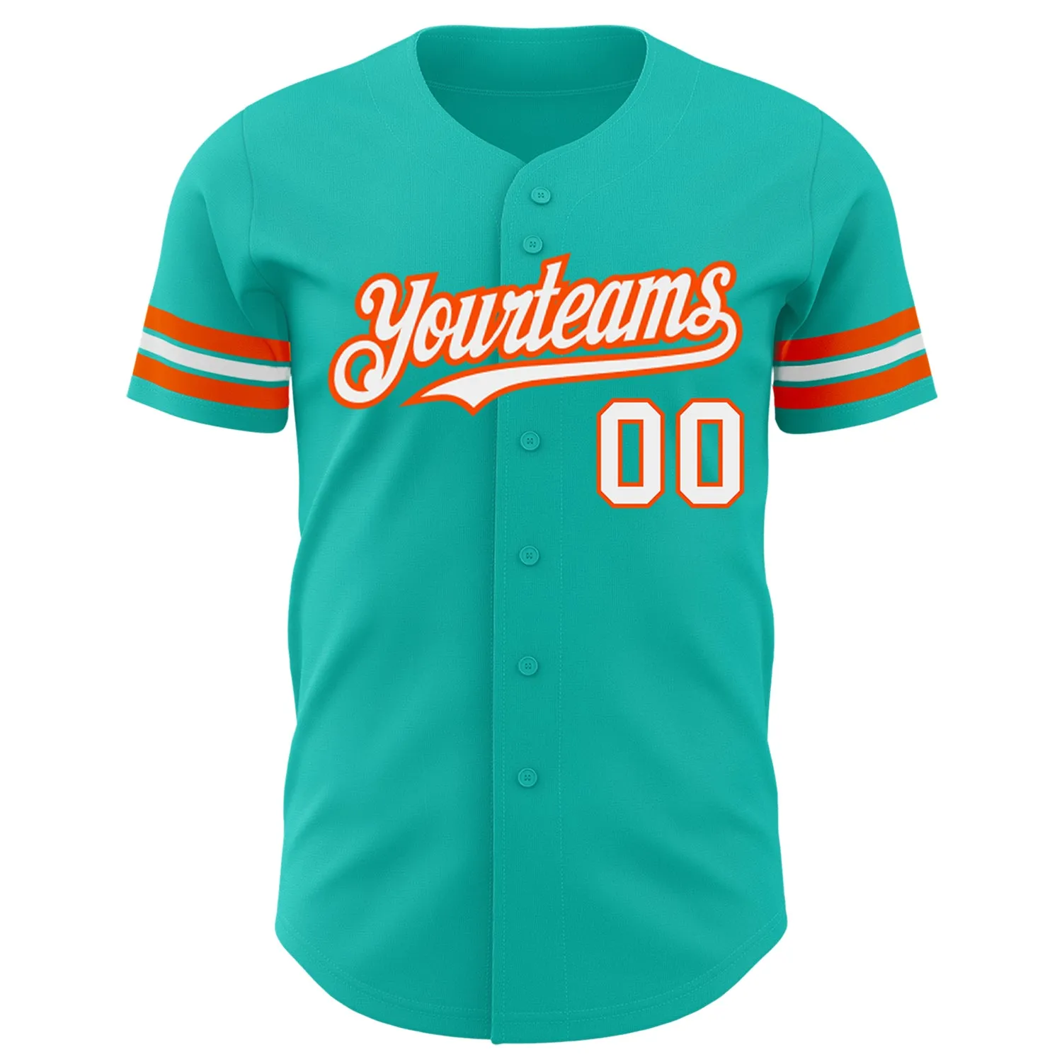 Custom Aqua White-Orange Authentic Baseball Jersey