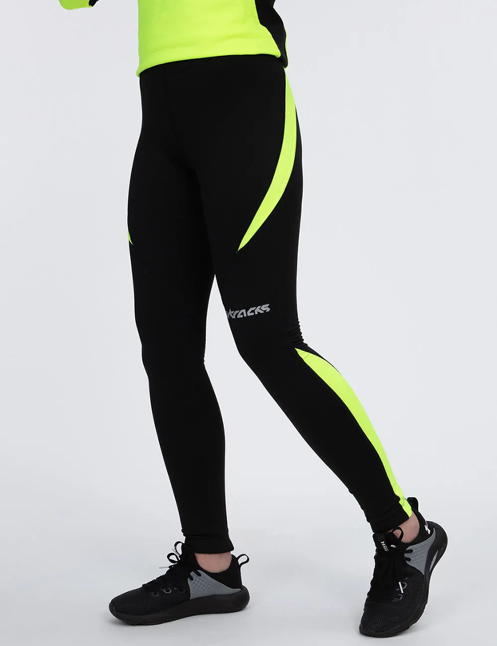 Damen Thermo Laufhose Lang Pro Schwarz-Neon Setprodukt