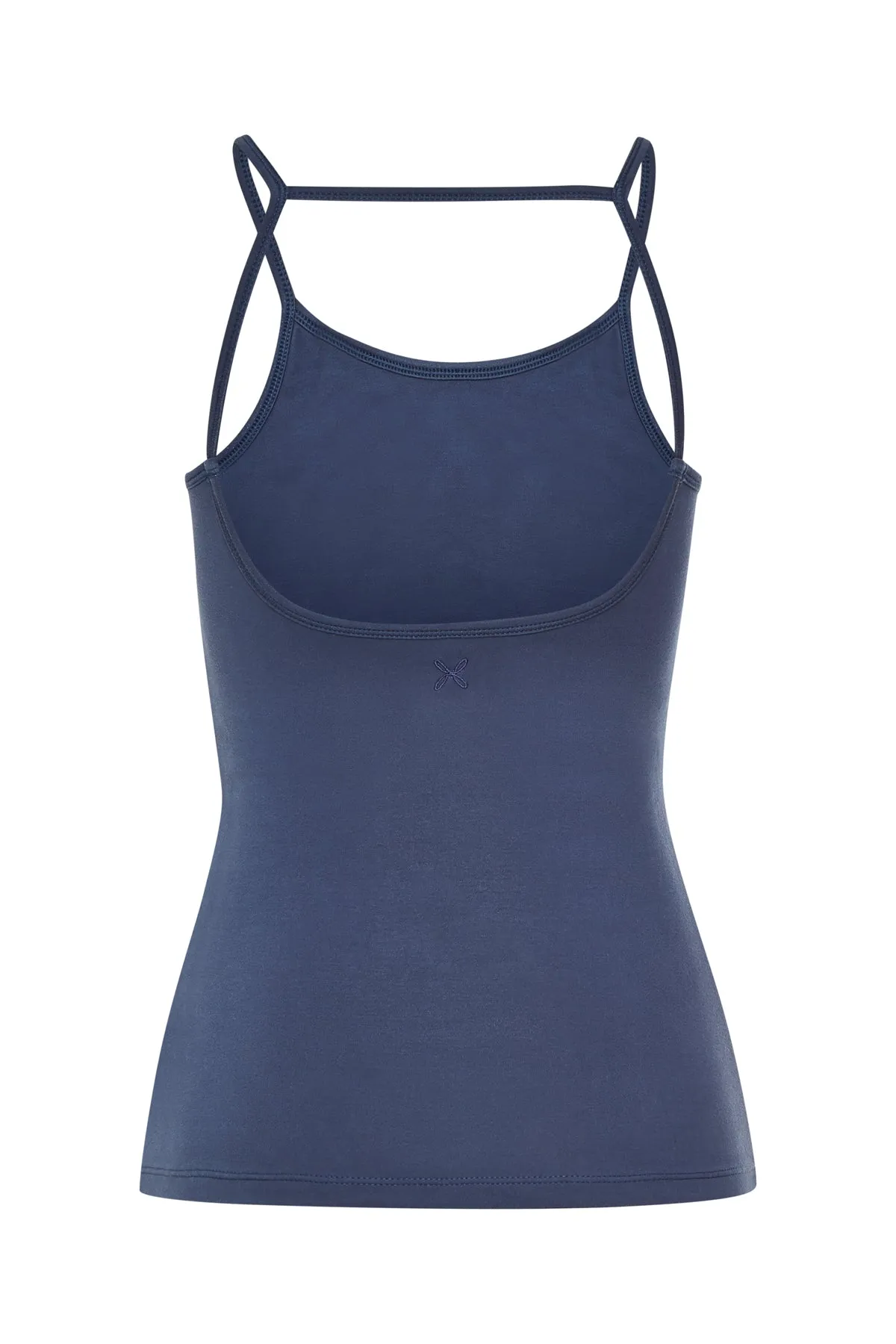 DARK BLUE YOGA TOP WITH CUT-OUT BACK