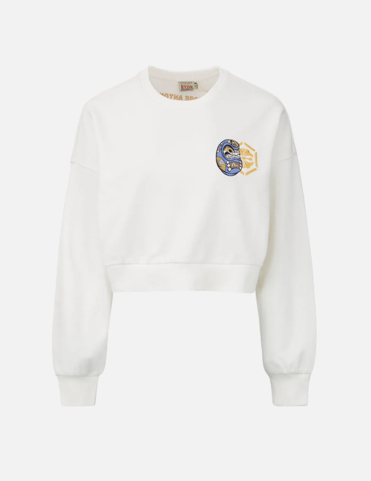 Daruma and Kamon Embroidery Cropped Sweatshirt