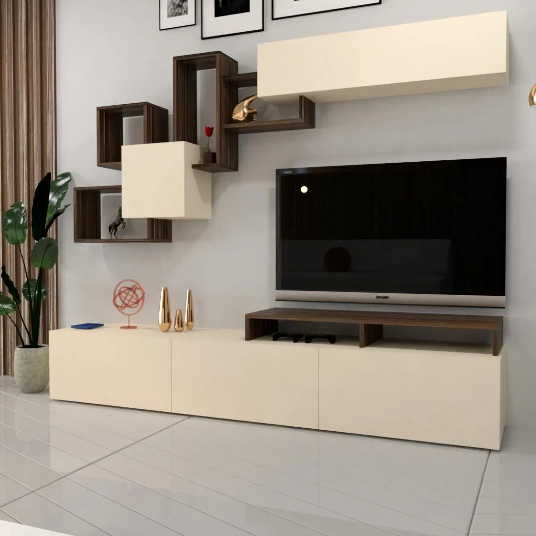 Elegant Plasma Screen Cabinet – Ideal for Brown and Dark Furniture Styles