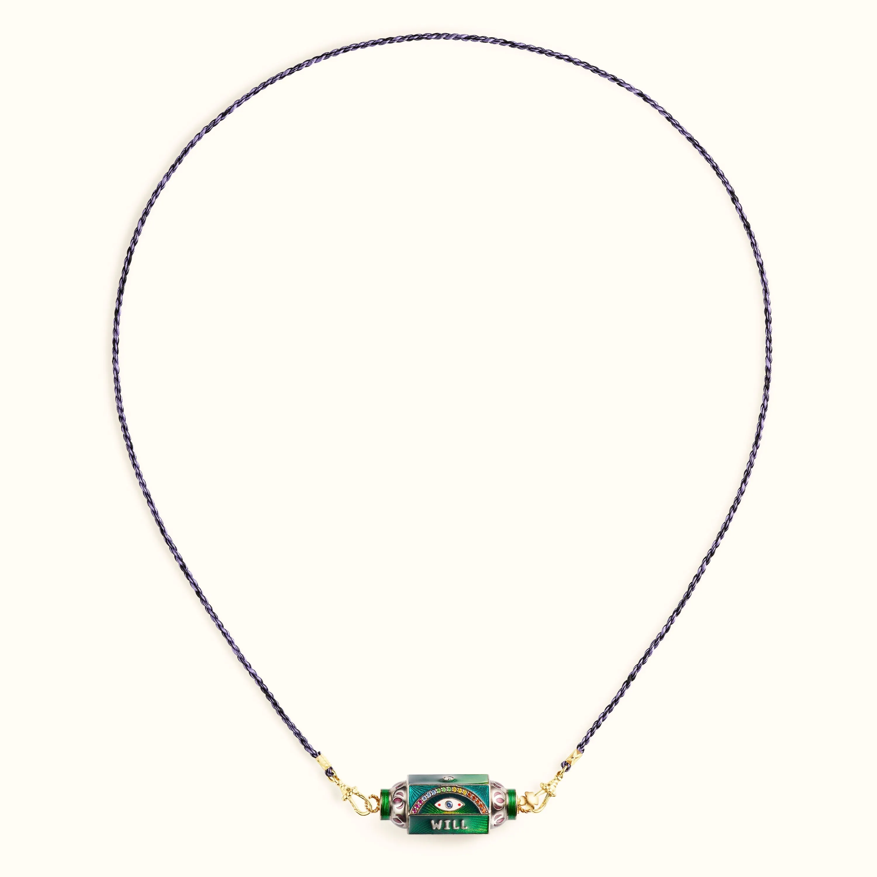 Eye Will Green Locket on Silky Link