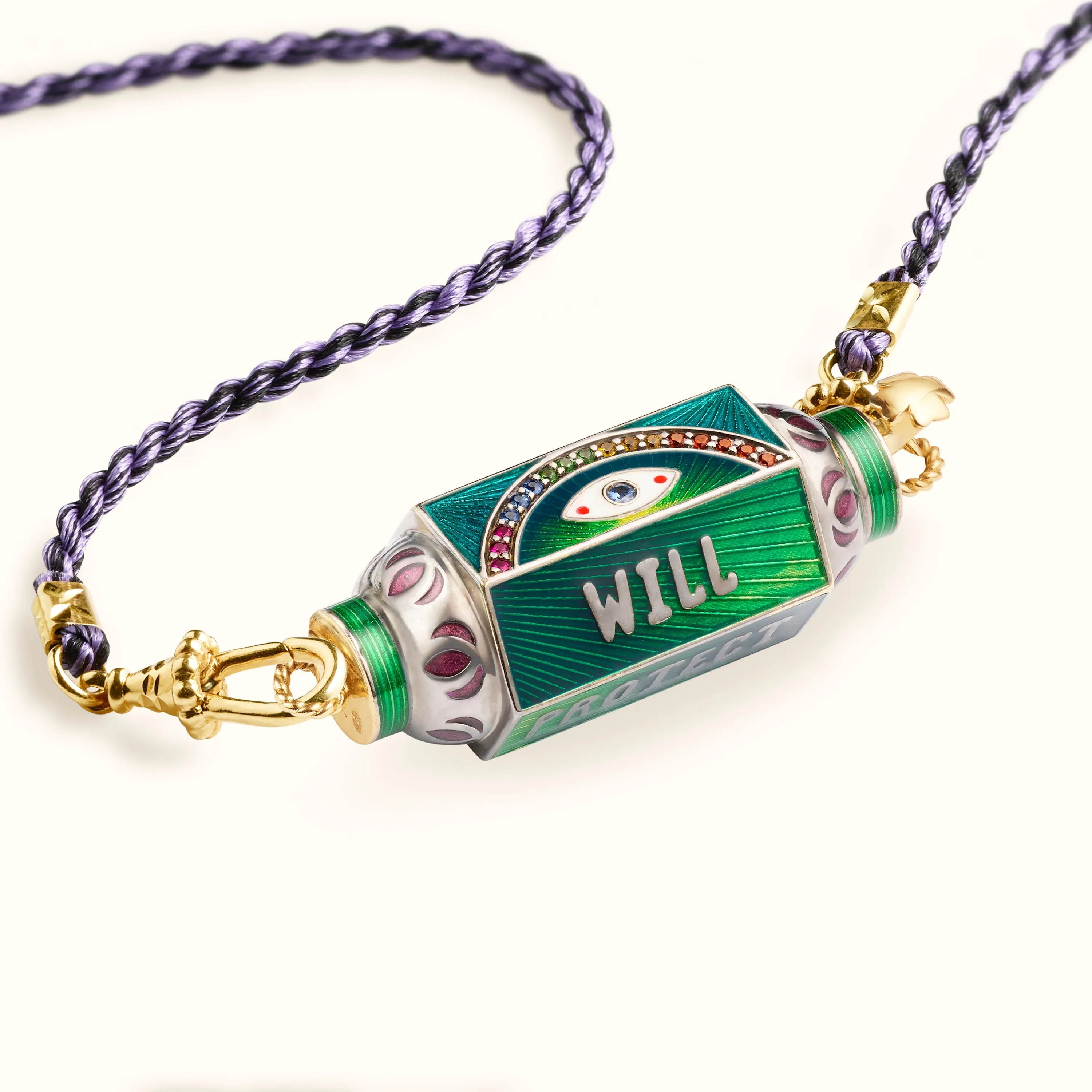 Eye Will Green Locket on Silky Link