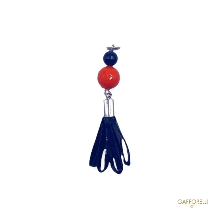 Faux Leather Tassel with Polyester Beads H220 - Gafforelli Srl