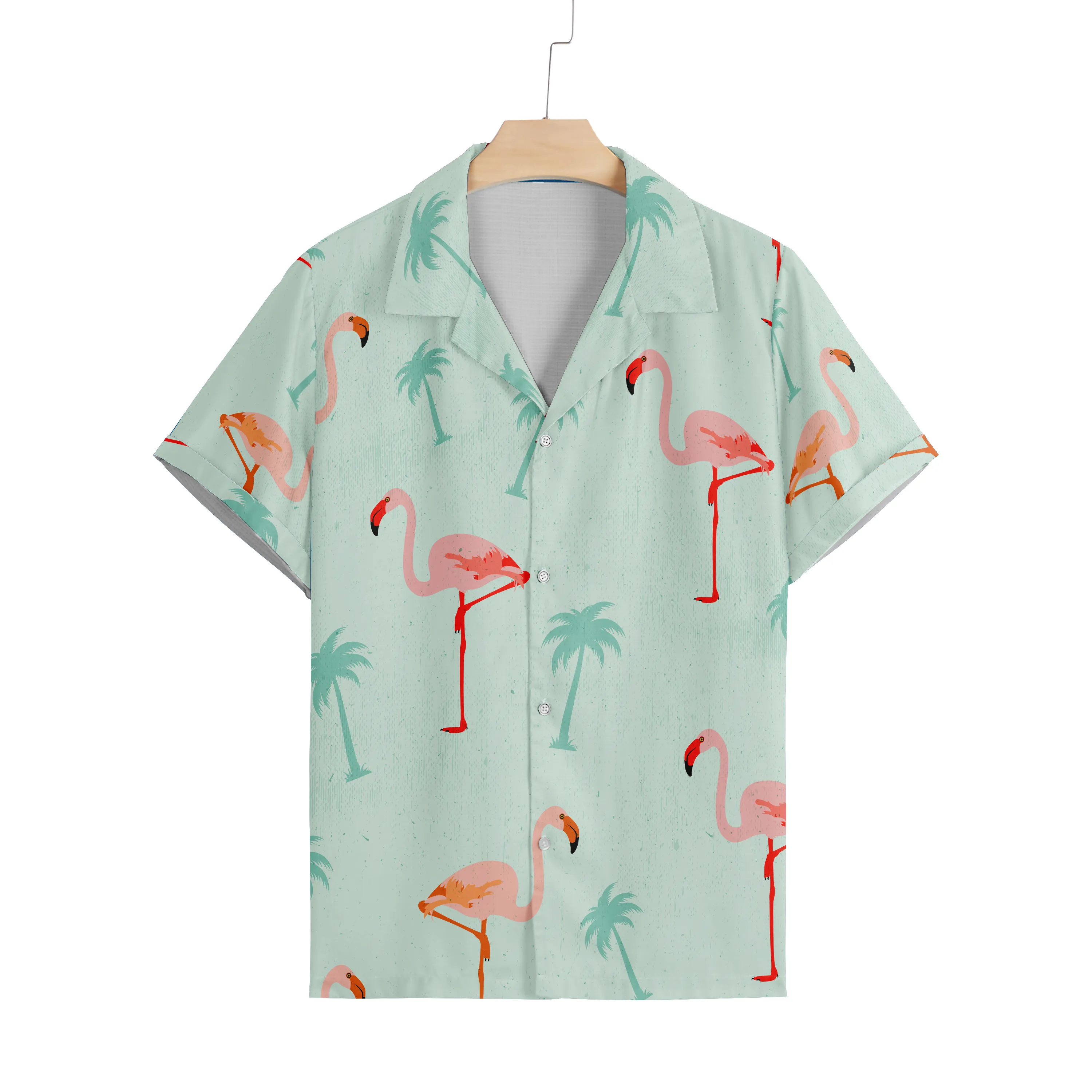 FLAMINGO PRINTED ALOHA SHIRT