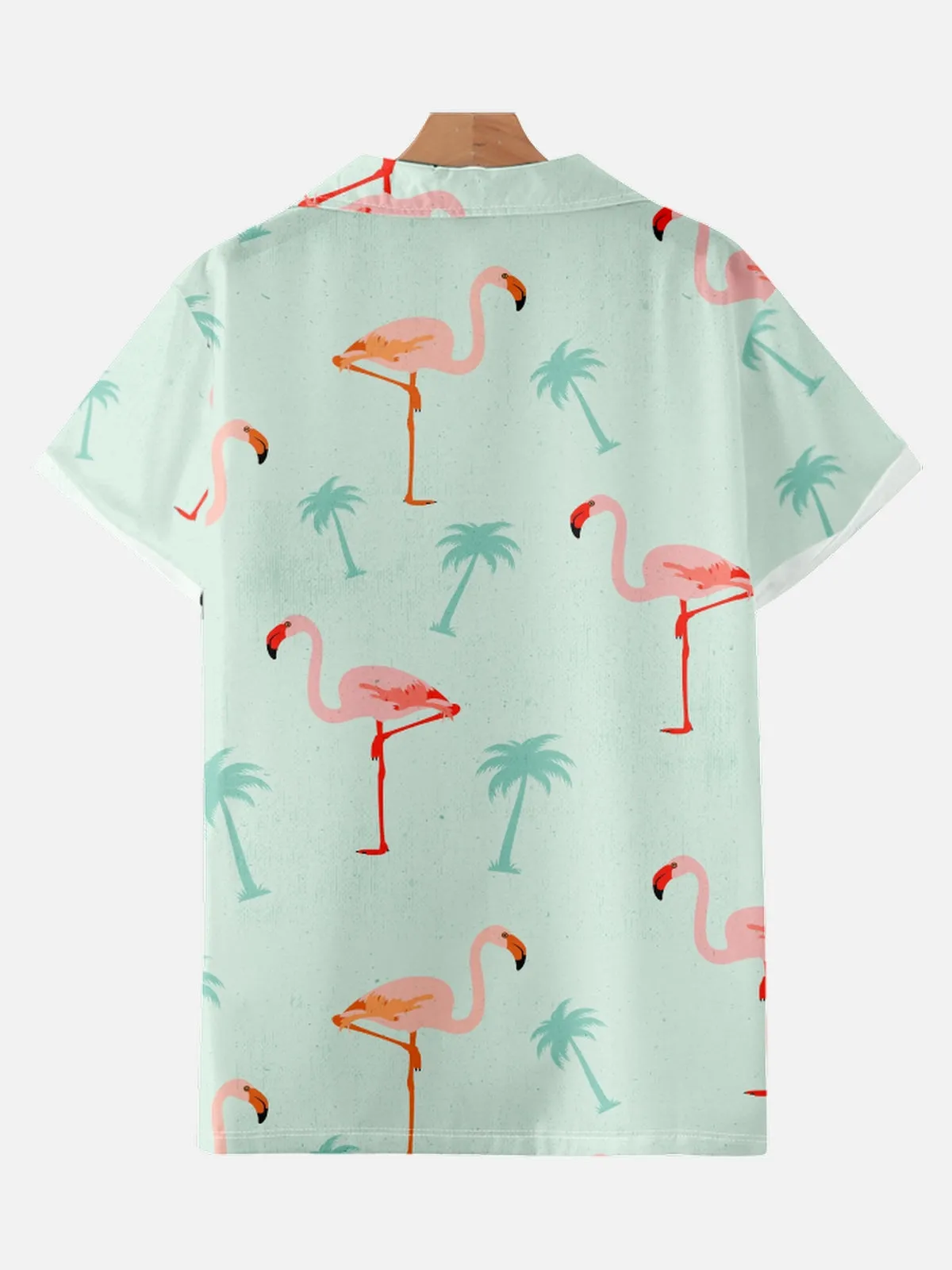 FLAMINGO PRINTED ALOHA SHIRT