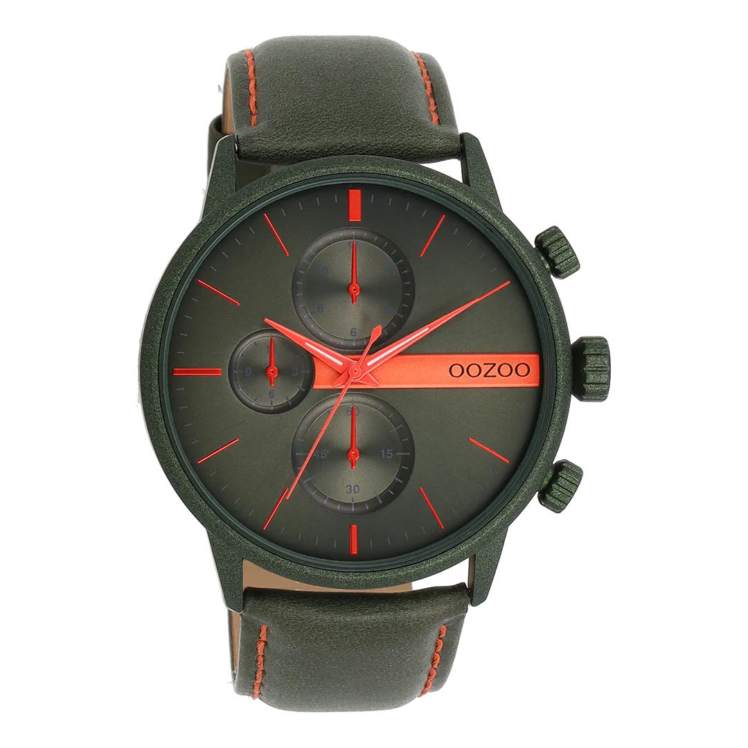 Forest green OOZOO watch with forest green leather strap - C11227