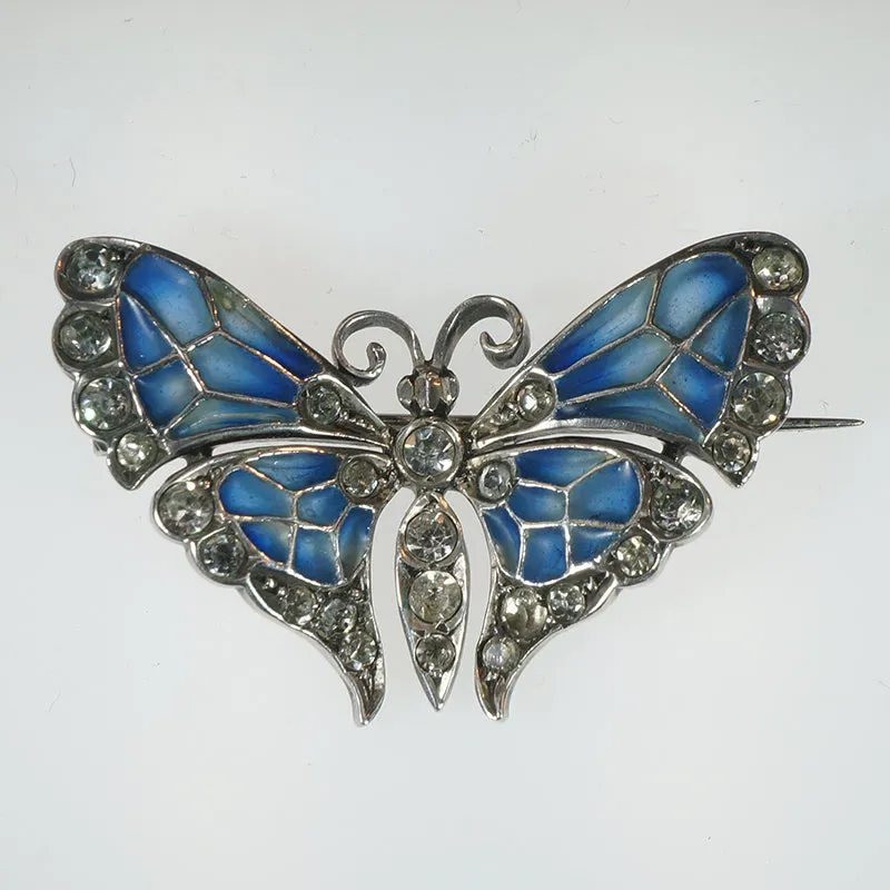 Gossamer Plique-à-jour Enamel Butterfly Brooch