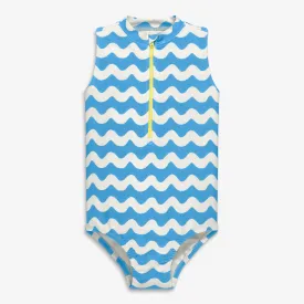 Half-zip swimsuit in waves