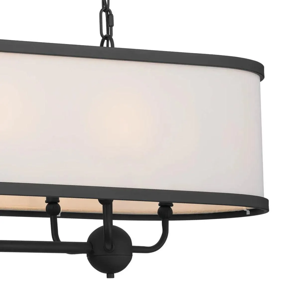 Heddle 43" 8-Light Linear Chandelier with Fabric drum shade, Textured Black Finish