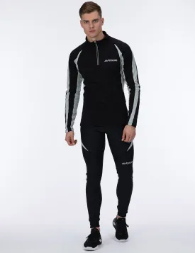 Herren Thermo Laufhose Lang Pro Schwarz Setprodukt