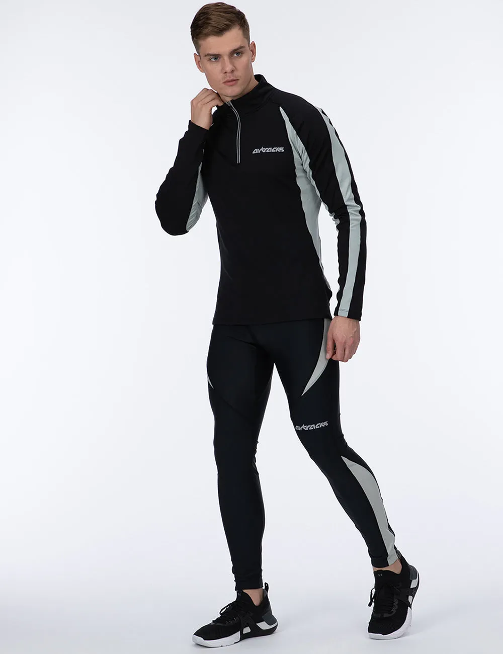 Herren Thermo Laufhose Lang Pro Schwarz Setprodukt