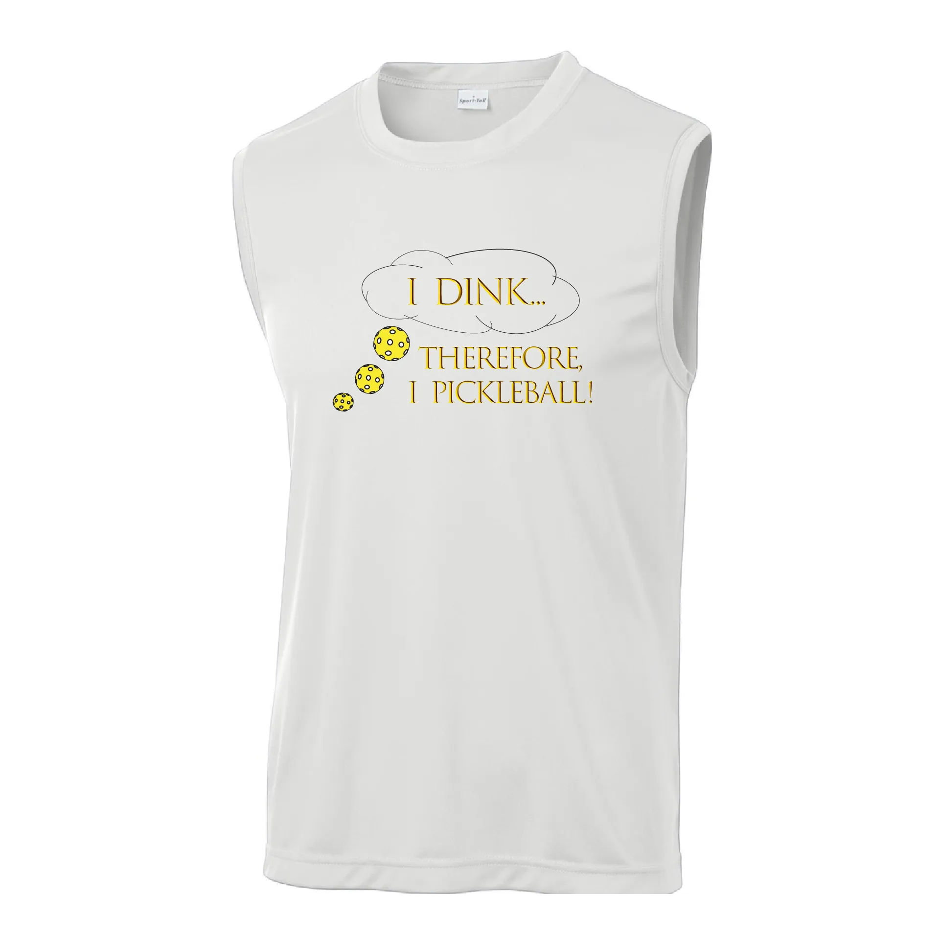 I Dink Therefore I Pickleball | Clearance Men’s Sleeveless Pickleball Shirt | 100% Polyester