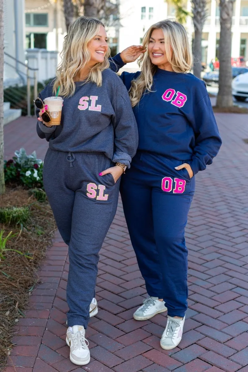 Initialed Letter Patch Jogger Set