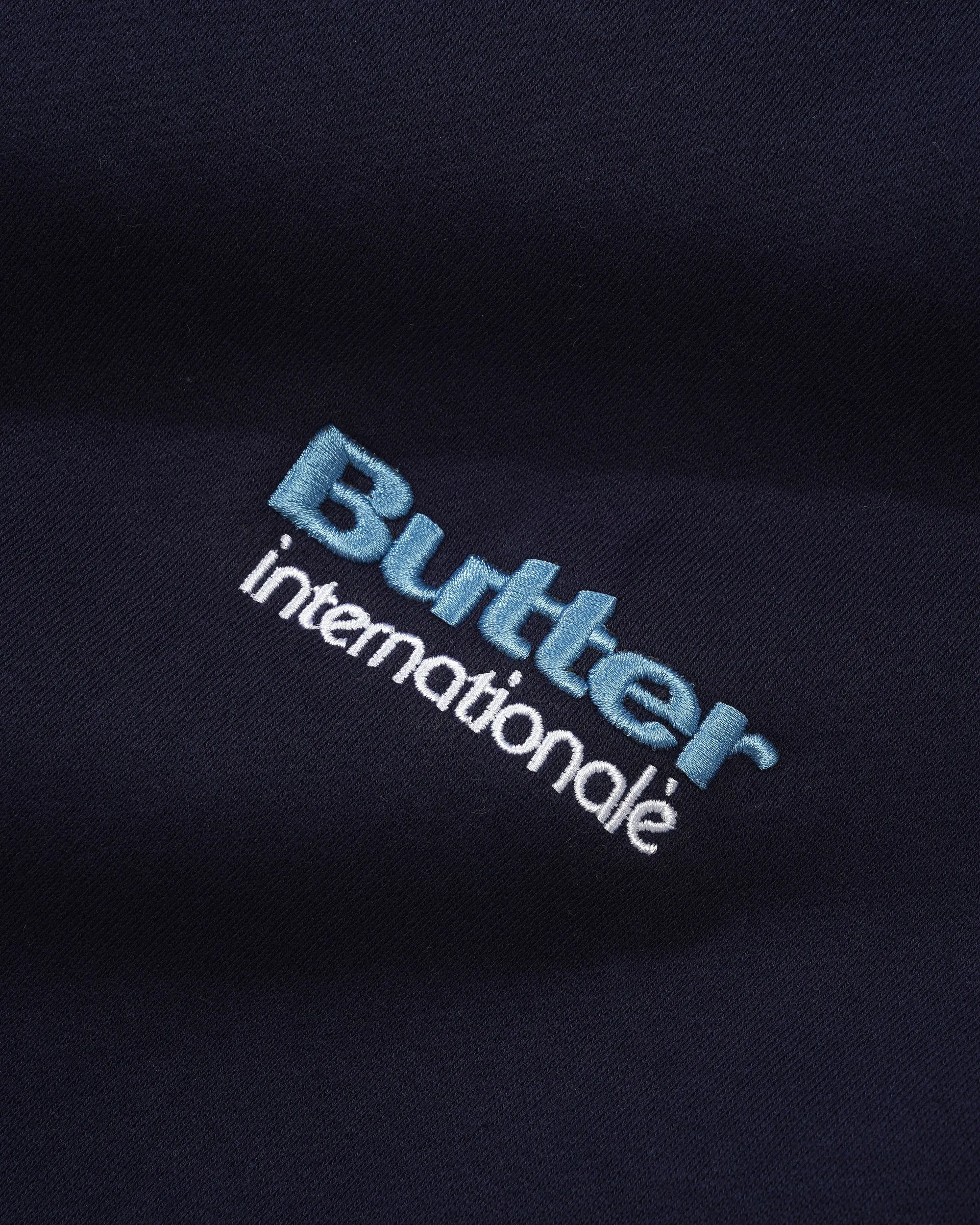 Internationale Embroidered Crewneck, Deep Navy