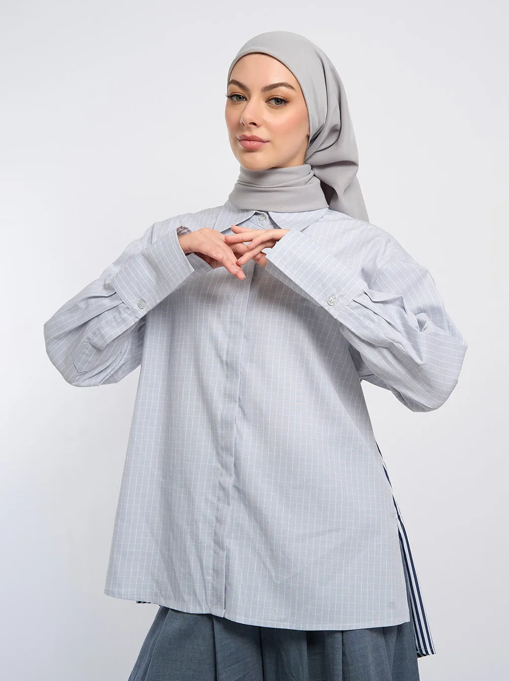 KINAR OVERSIZE TOP NAVY GRAY