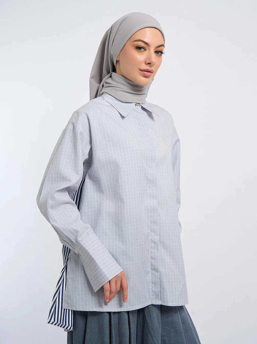 KINAR OVERSIZE TOP NAVY GRAY