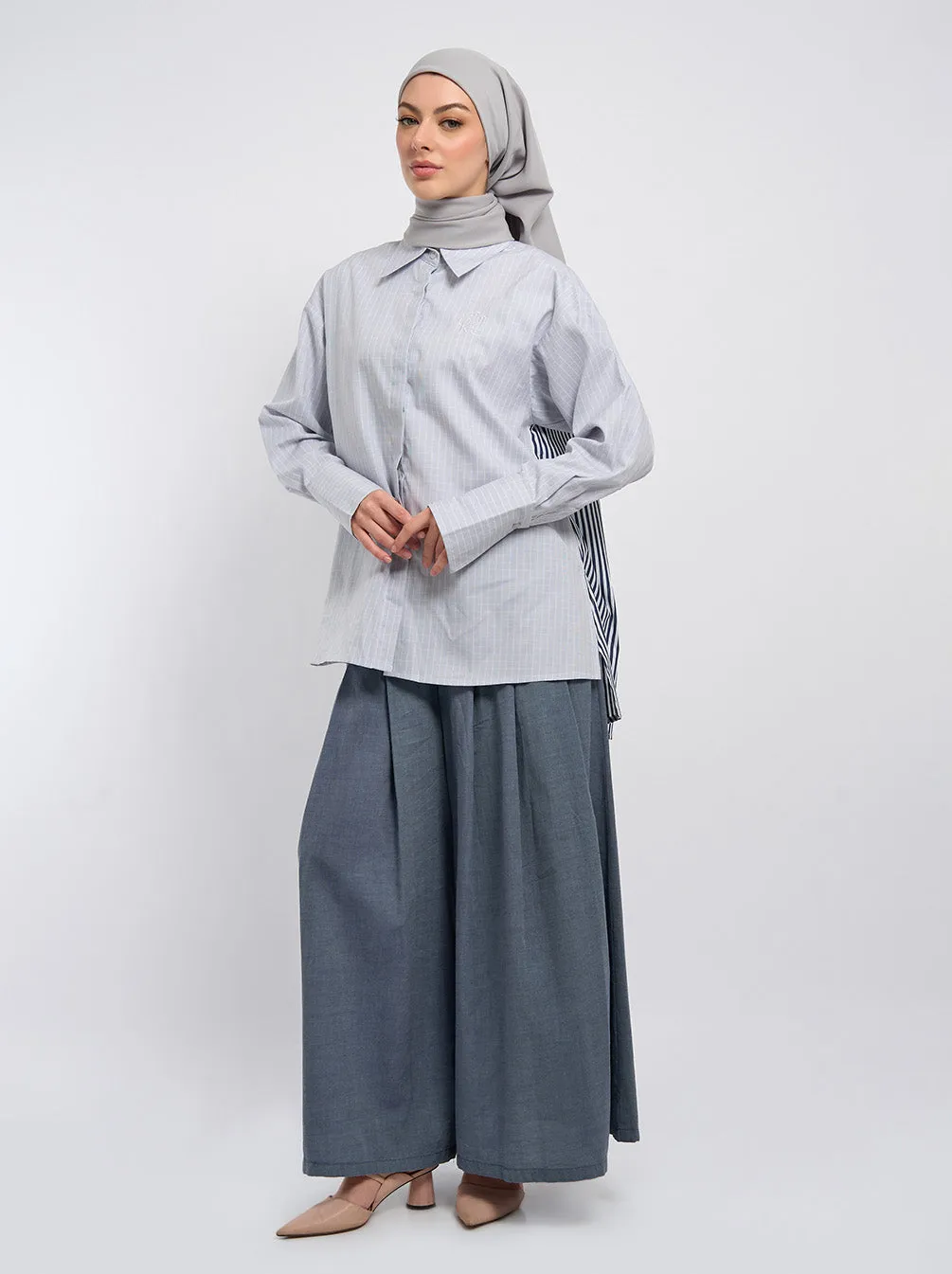 KINAR OVERSIZE TOP NAVY GRAY