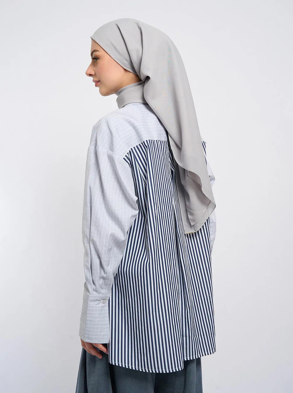 KINAR OVERSIZE TOP NAVY GRAY