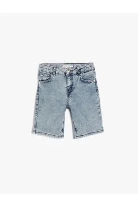 Koton Boy's Denim Pocketed Cotton - Slim Fit Shorts