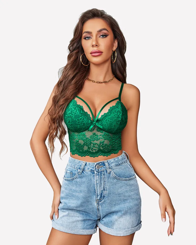 Lace Bralette Adjustable Strap Crop Top