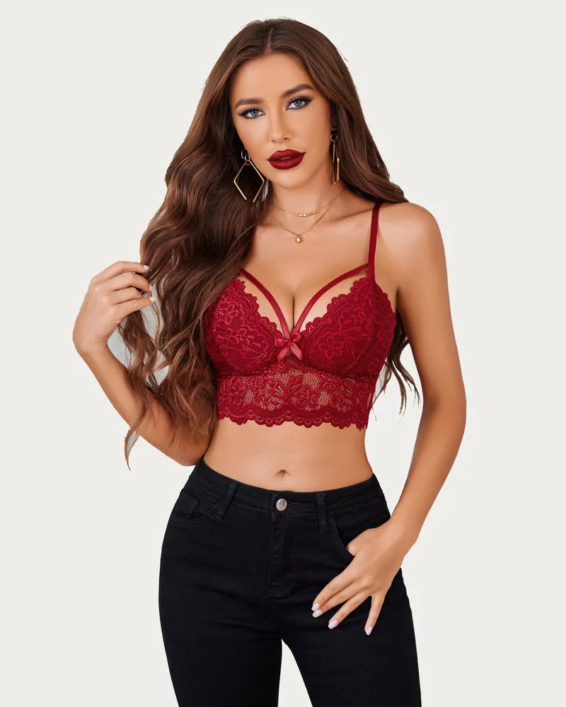 Lace Bralette Adjustable Strap Crop Top