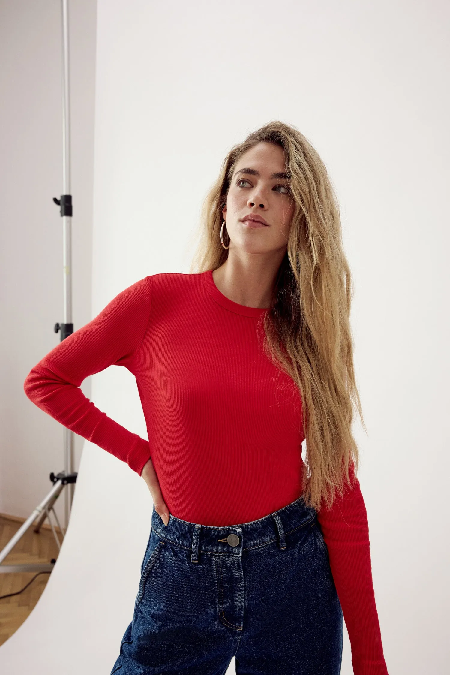 Leonie Rib Longsleeve Red