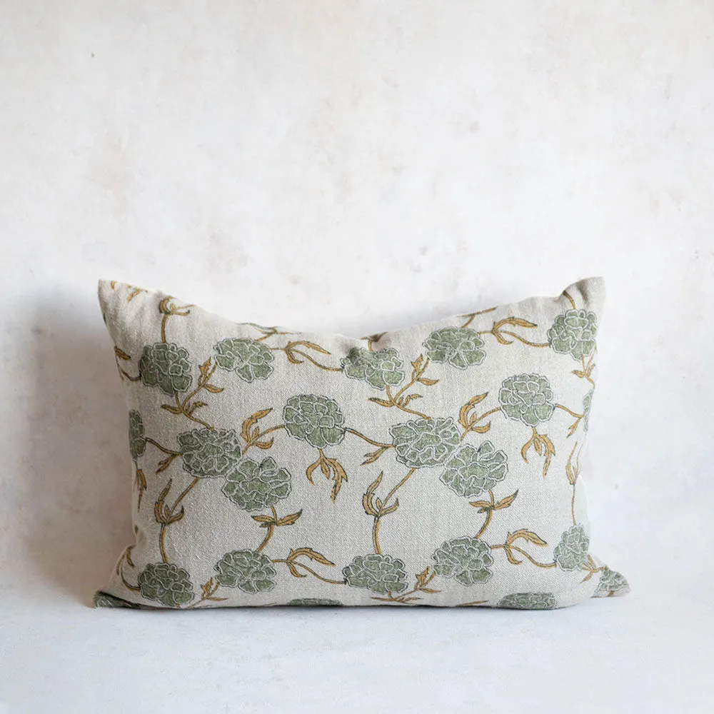 Linen Hand Block-Printed Pillow Cover No. 0230