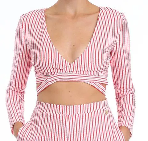 Long sleeved wrap bikini top [Red Candy]