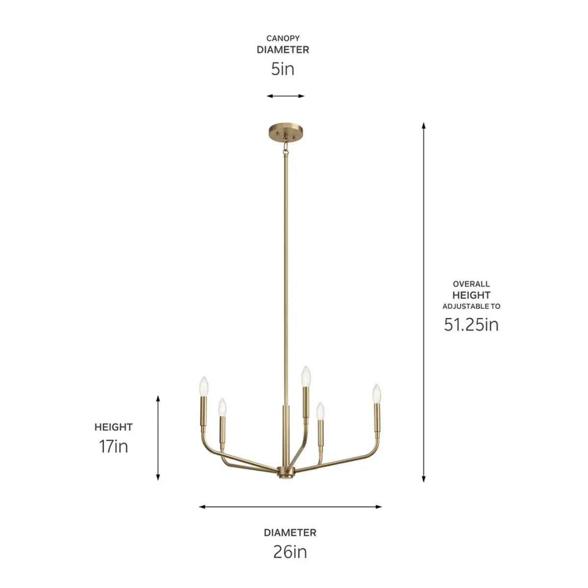 Madden 26" 5-Light Chandelier, Champagne Bronze Finish