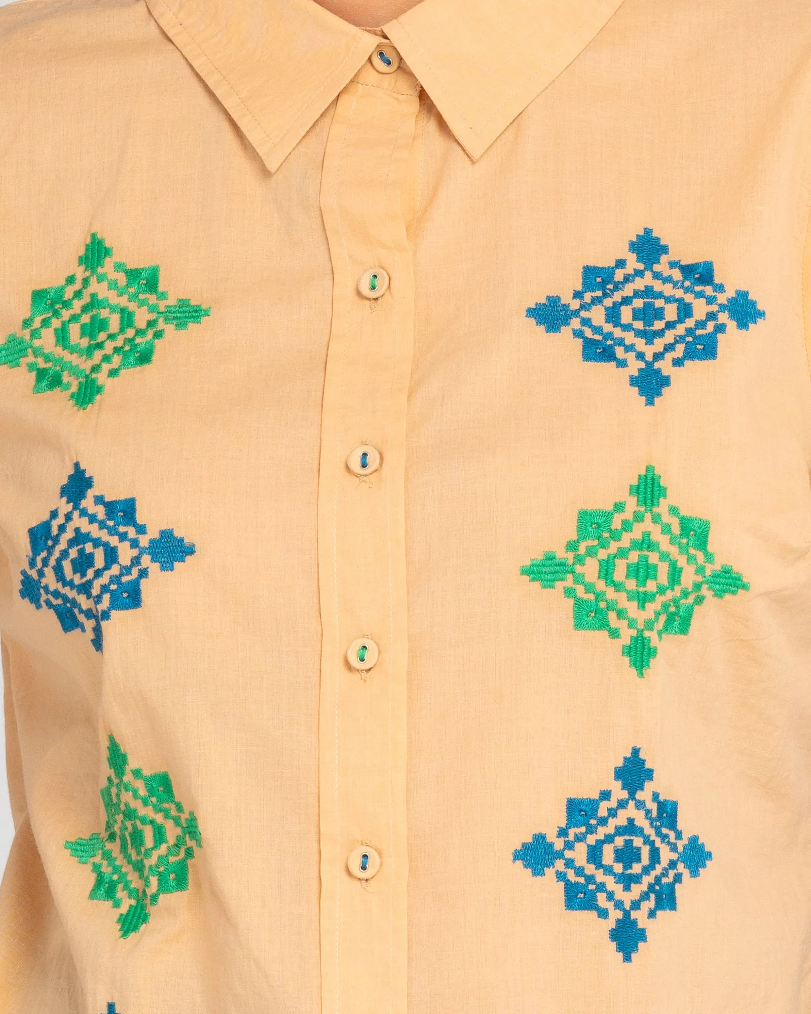 Maia Embroidered Shirt - Natural