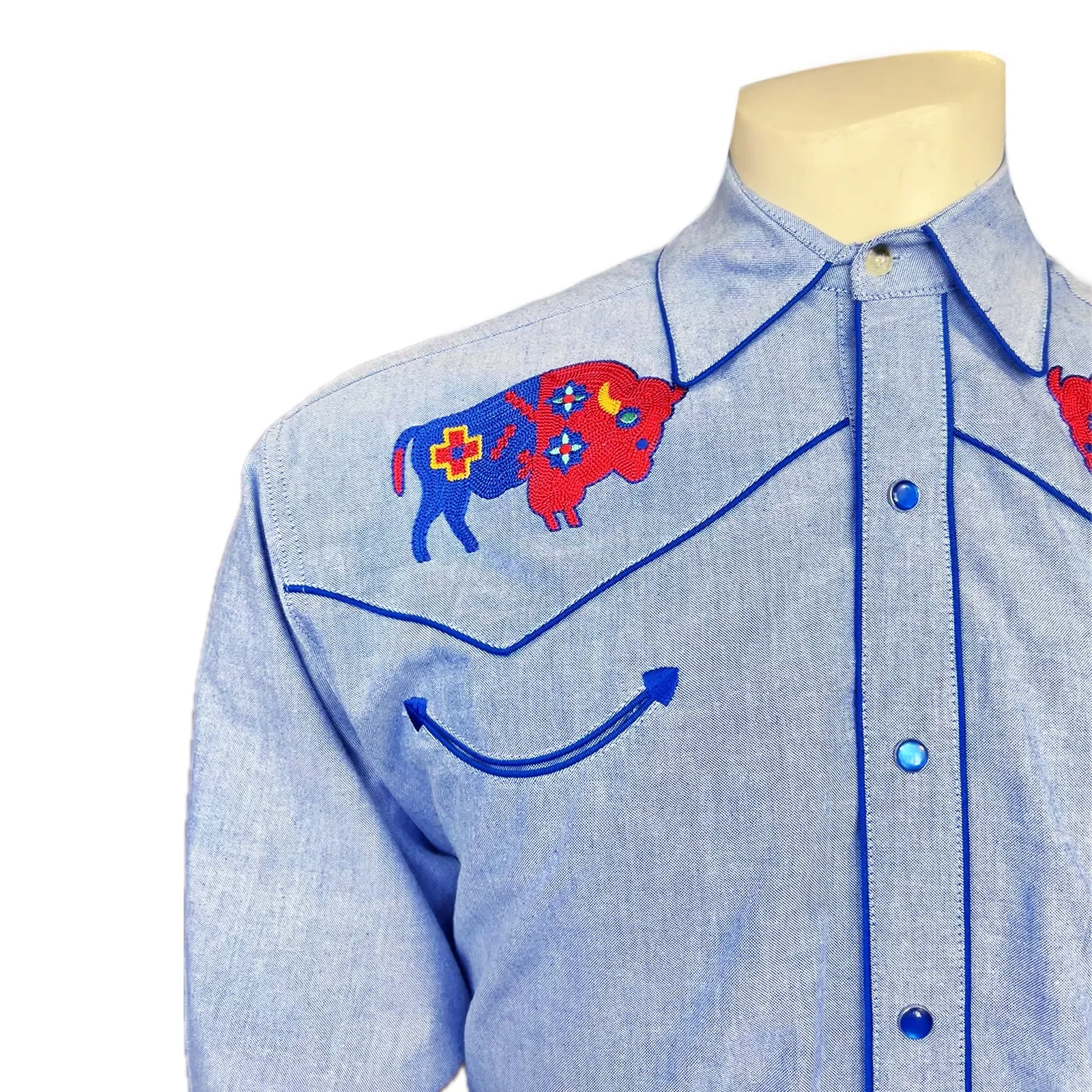 Men’s American Bison Chambray Embroidered Western Shirt