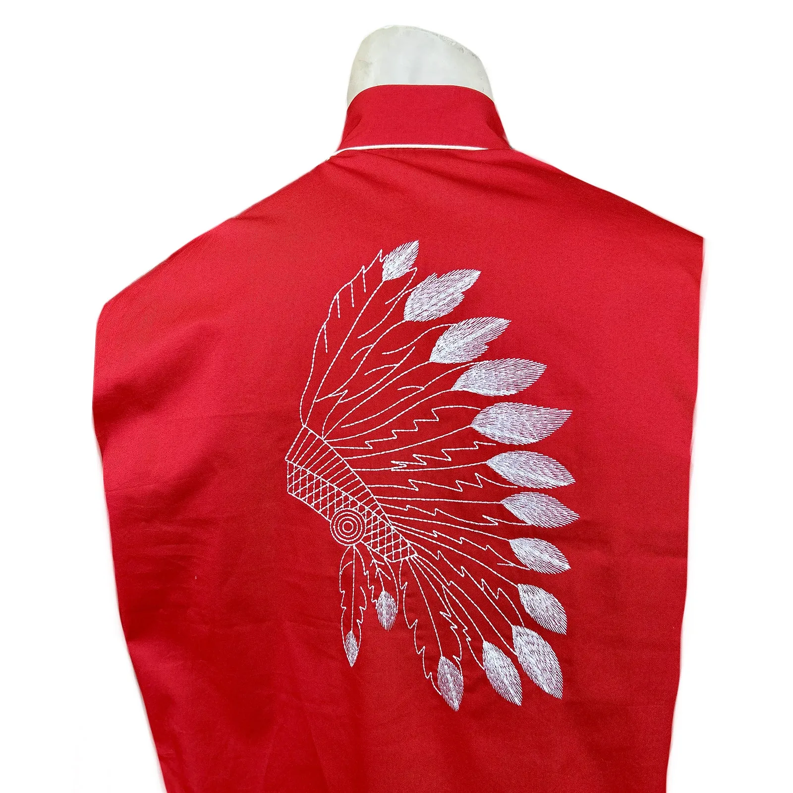 Men's Gabardine Warbonnet Embroidery Western Shirt in Red