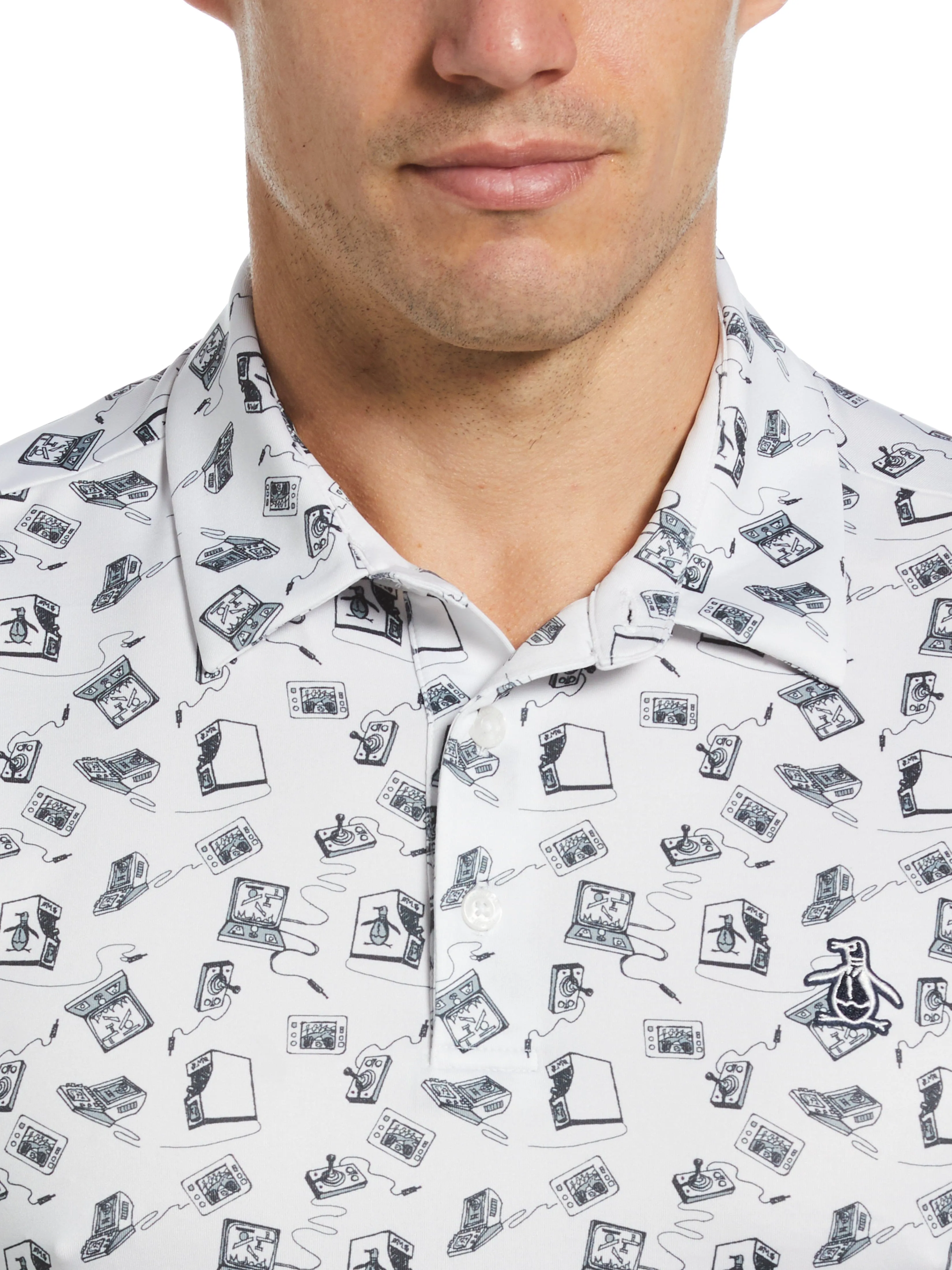 Men's Retro Arcade Print Polo