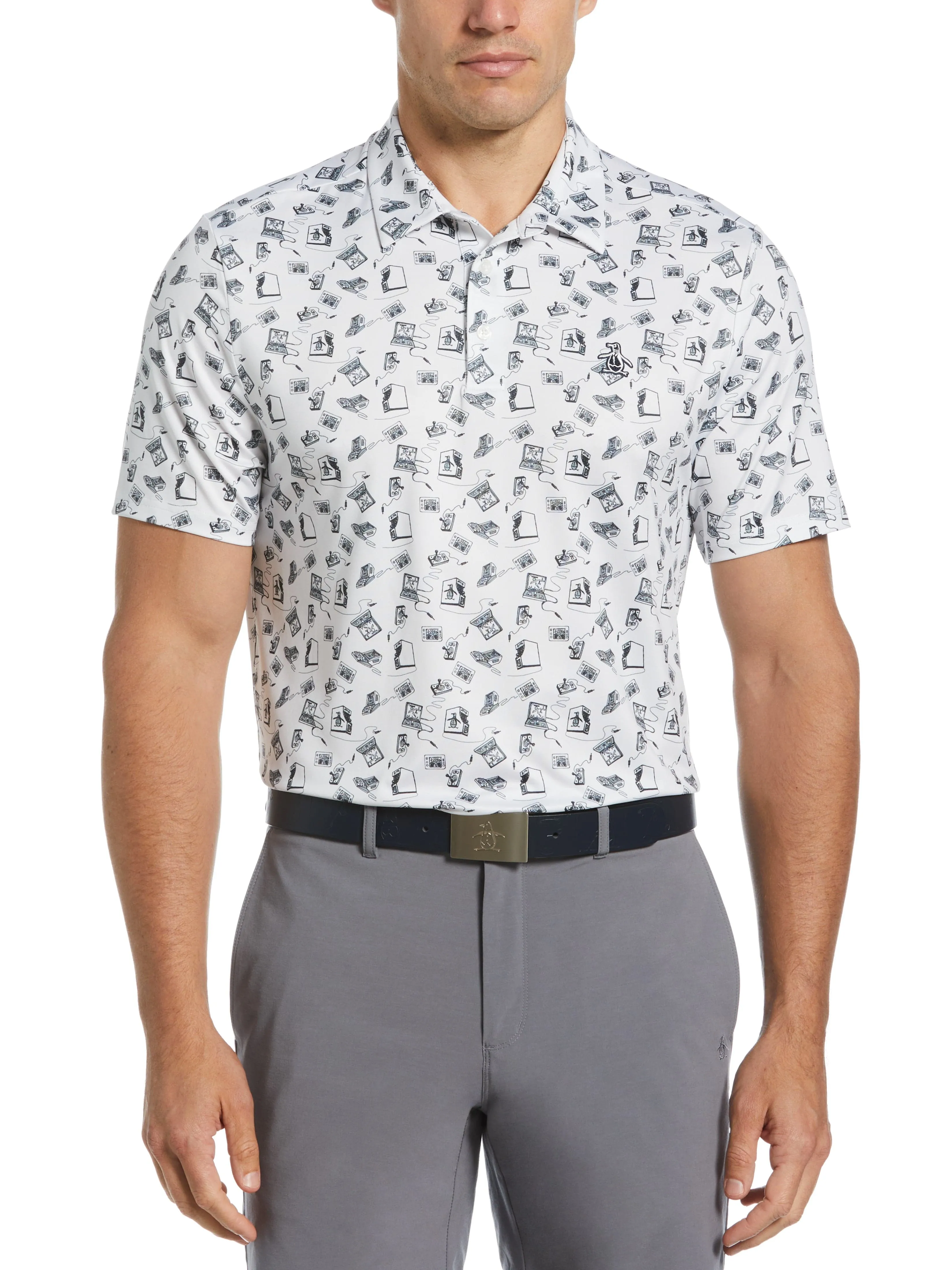 Men's Retro Arcade Print Polo