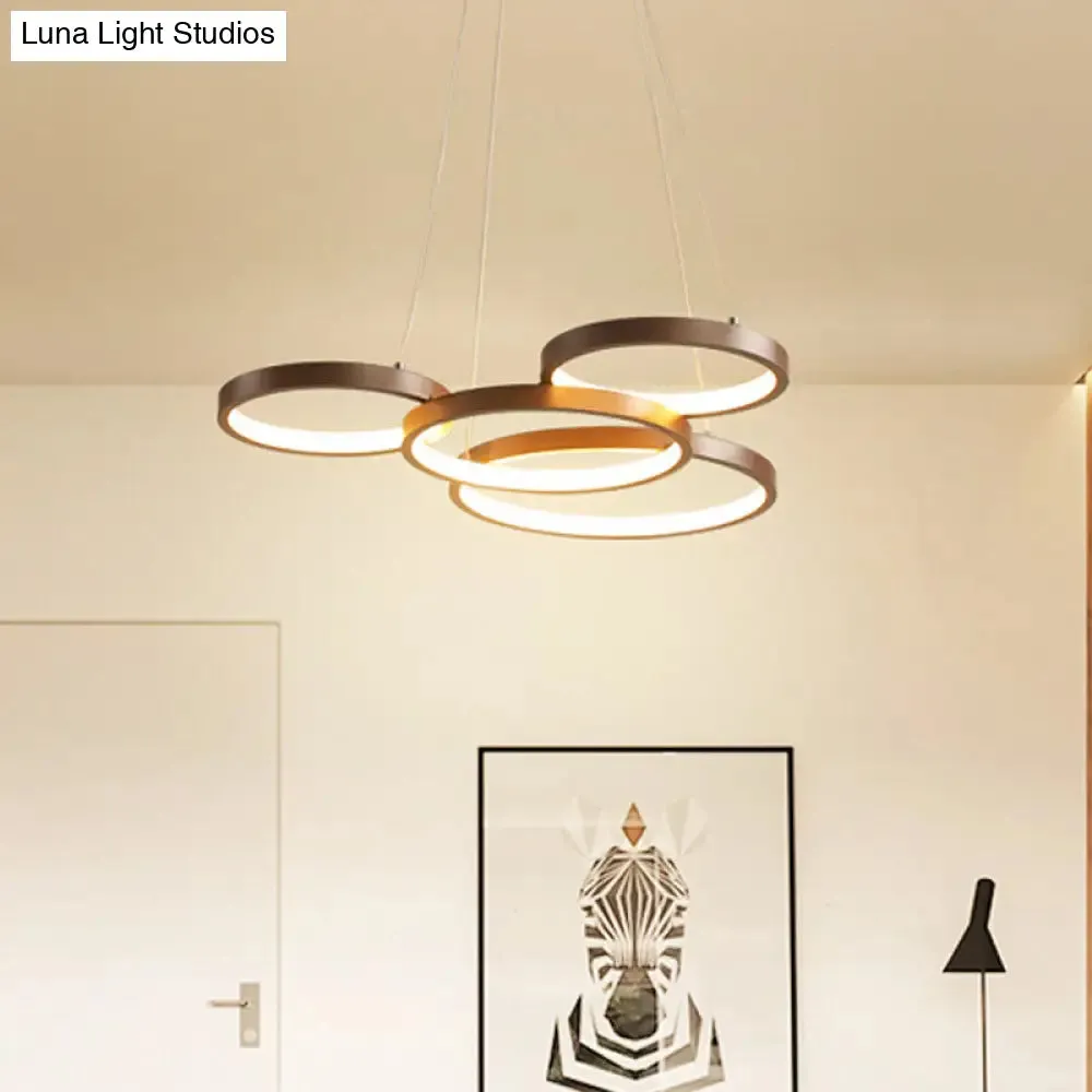 Minimalist Acrylic LED Pendant Chandelier - Coffee Ring Hanging Ceiling Light (Warm/White)